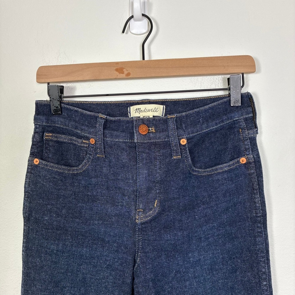 Madewell Mid Rise Stovepipe Jeans Womens 26P Dark Indigo Straight Leg Minimalist - Picture 3 of 7